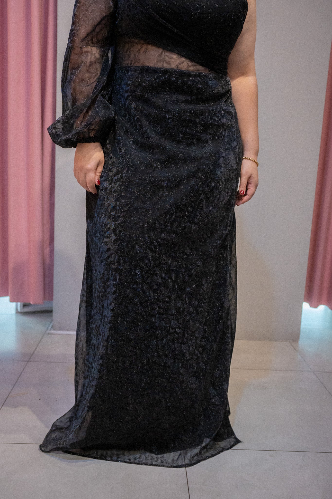 vestido fiesta 1 manga