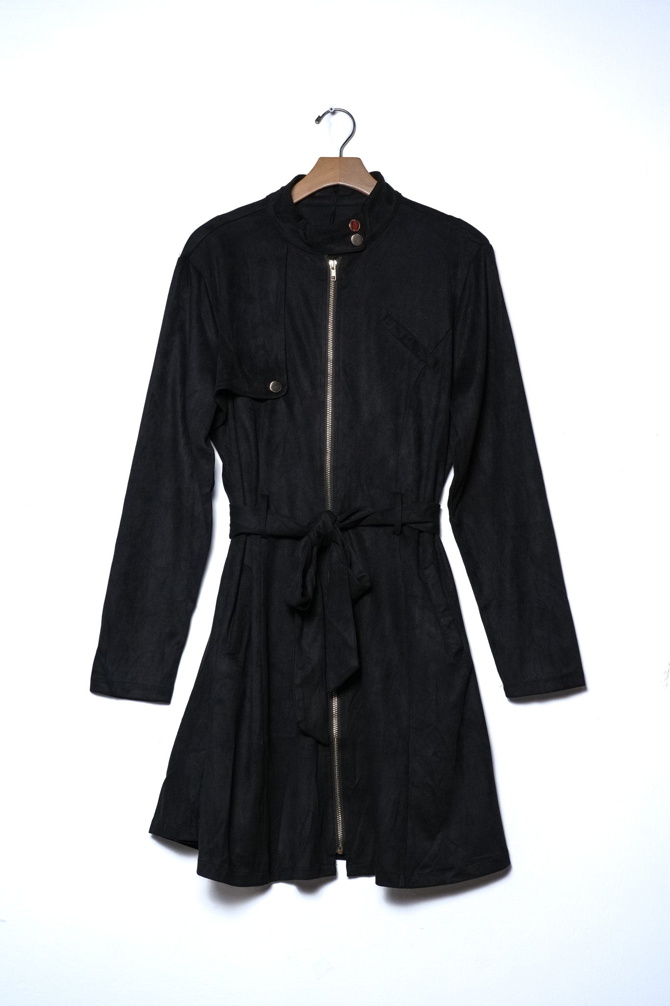 Vestido corto gamuza con cinto