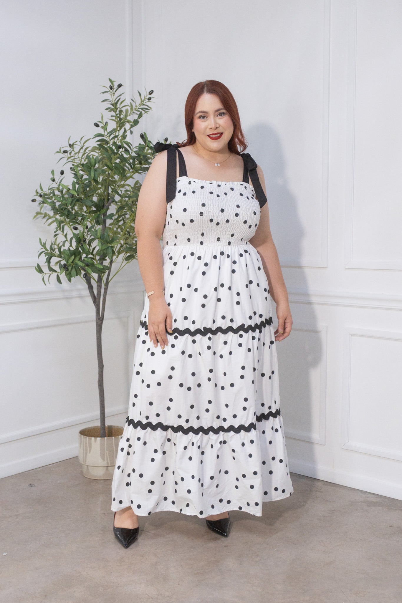 Maxi vestido polka blanco