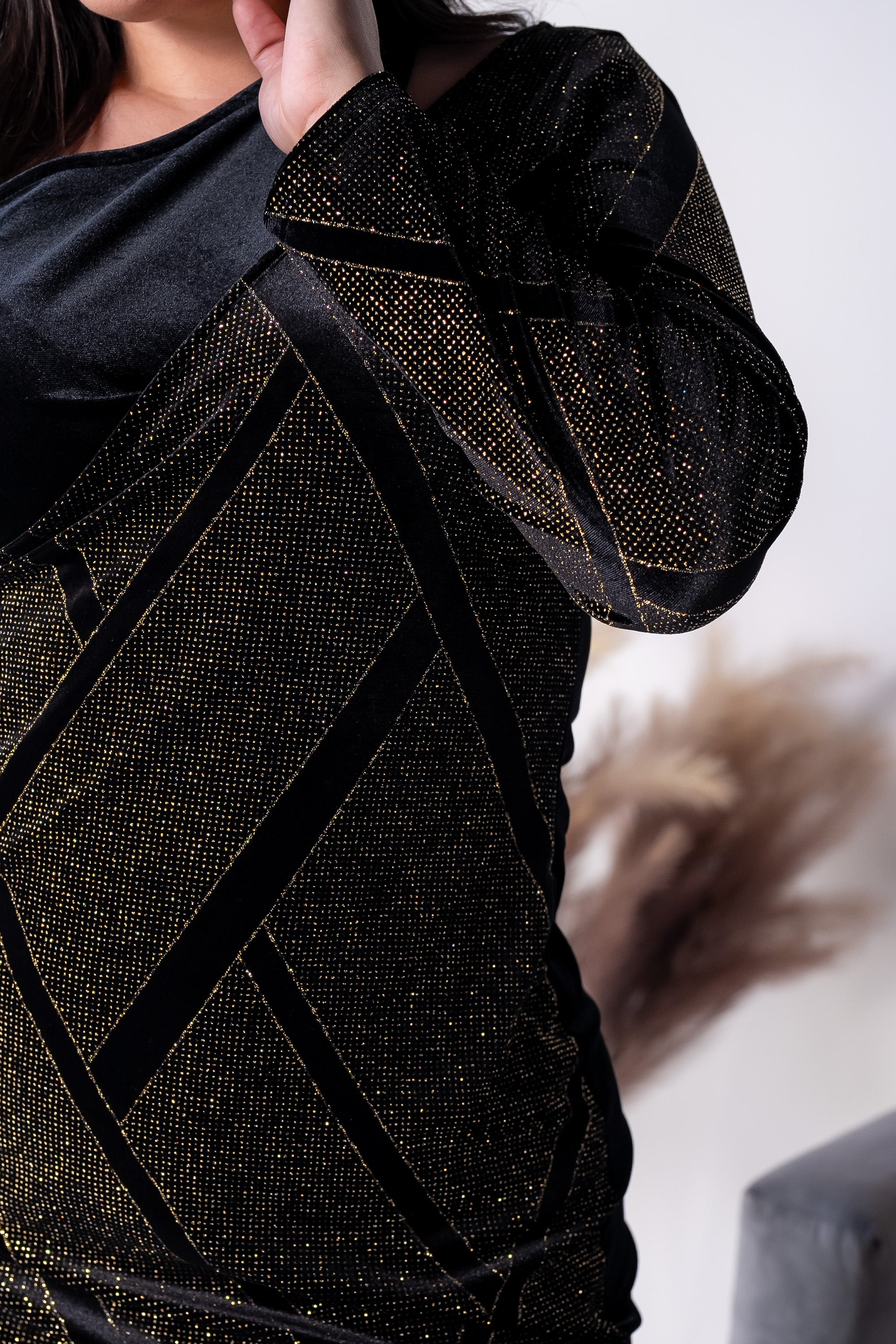 Vestido Terciopelo Brillo Dorado