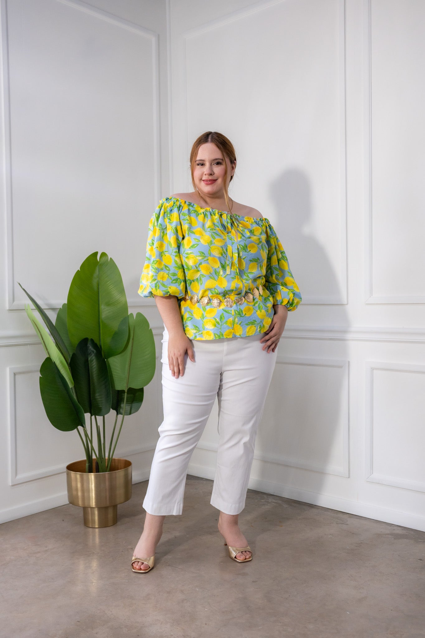 Blusa off shoulder limones