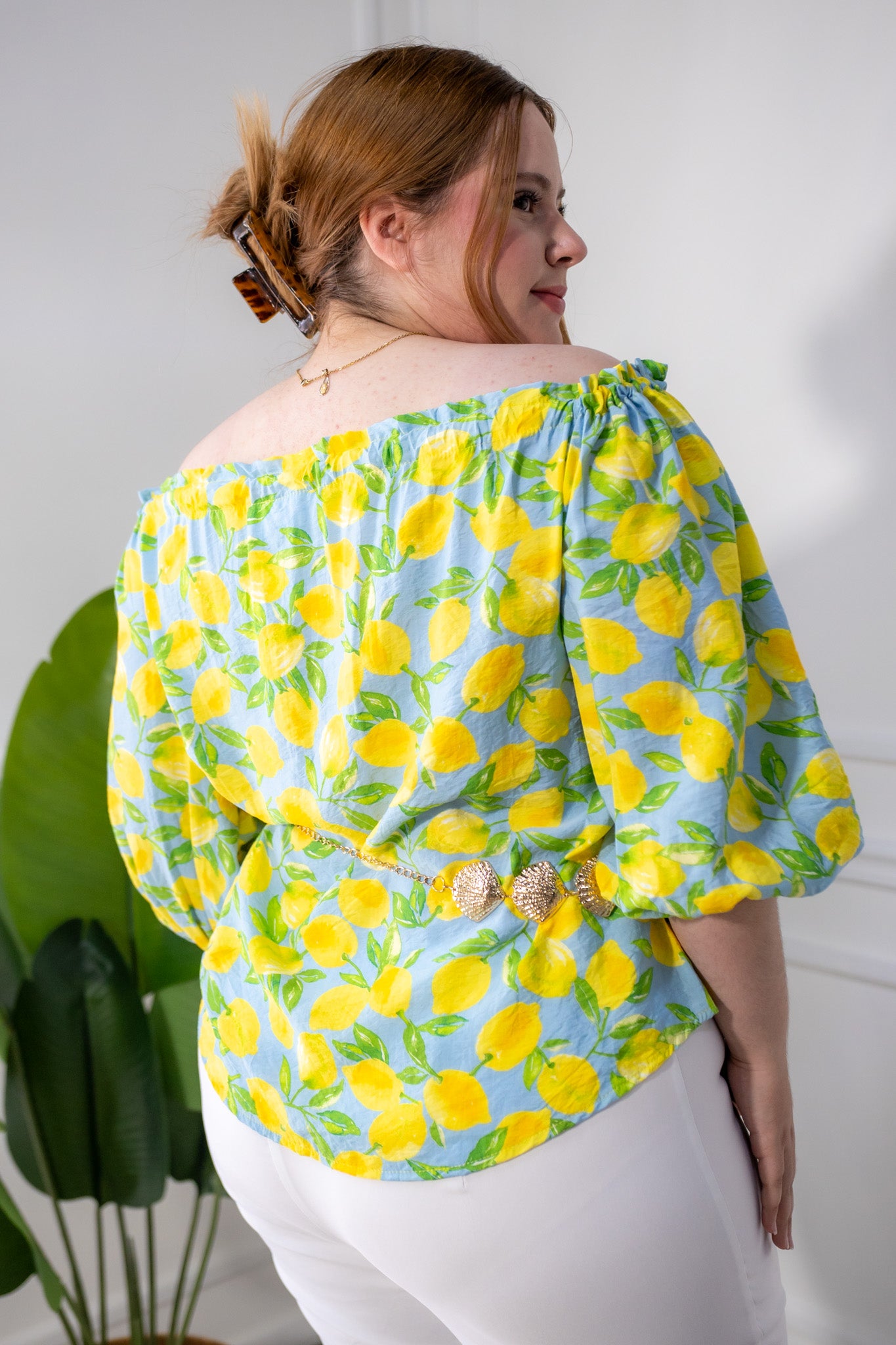 Blusa off shoulder limones