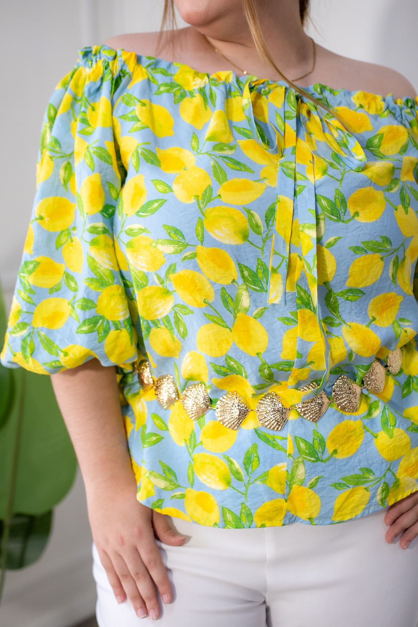 Blusa off shoulder limones