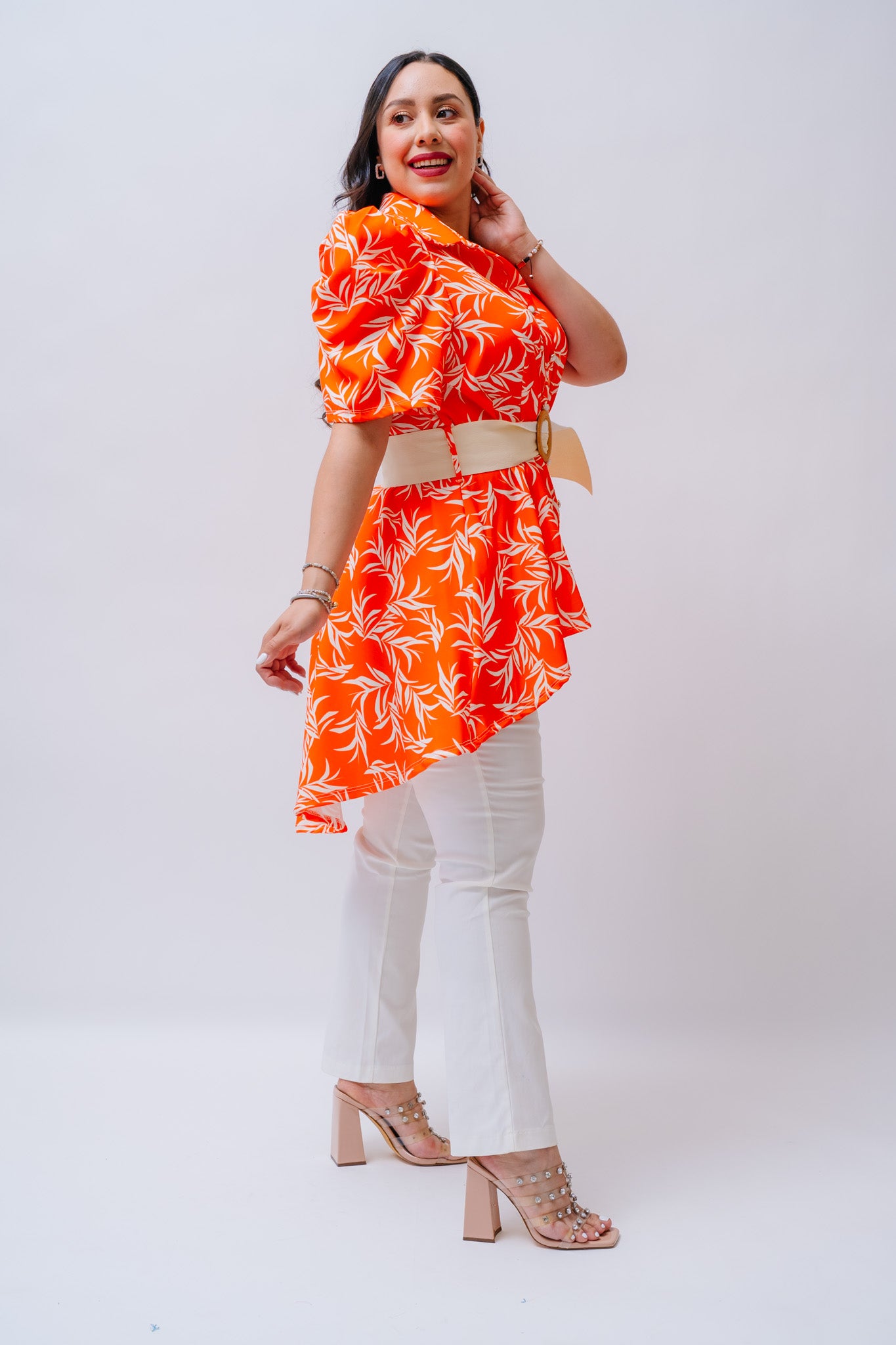 Bluzon con cinto estampado nar