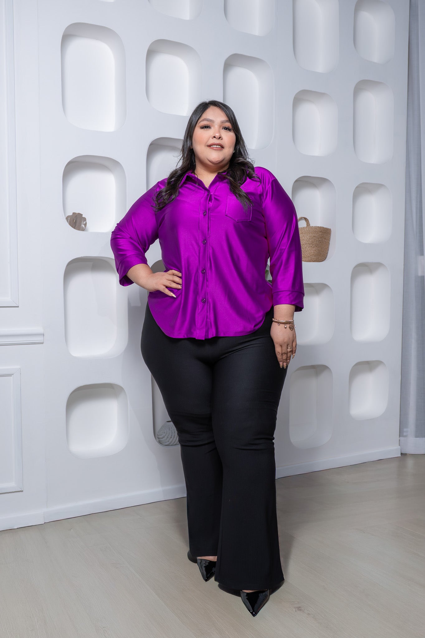 Camisa satinada stretch