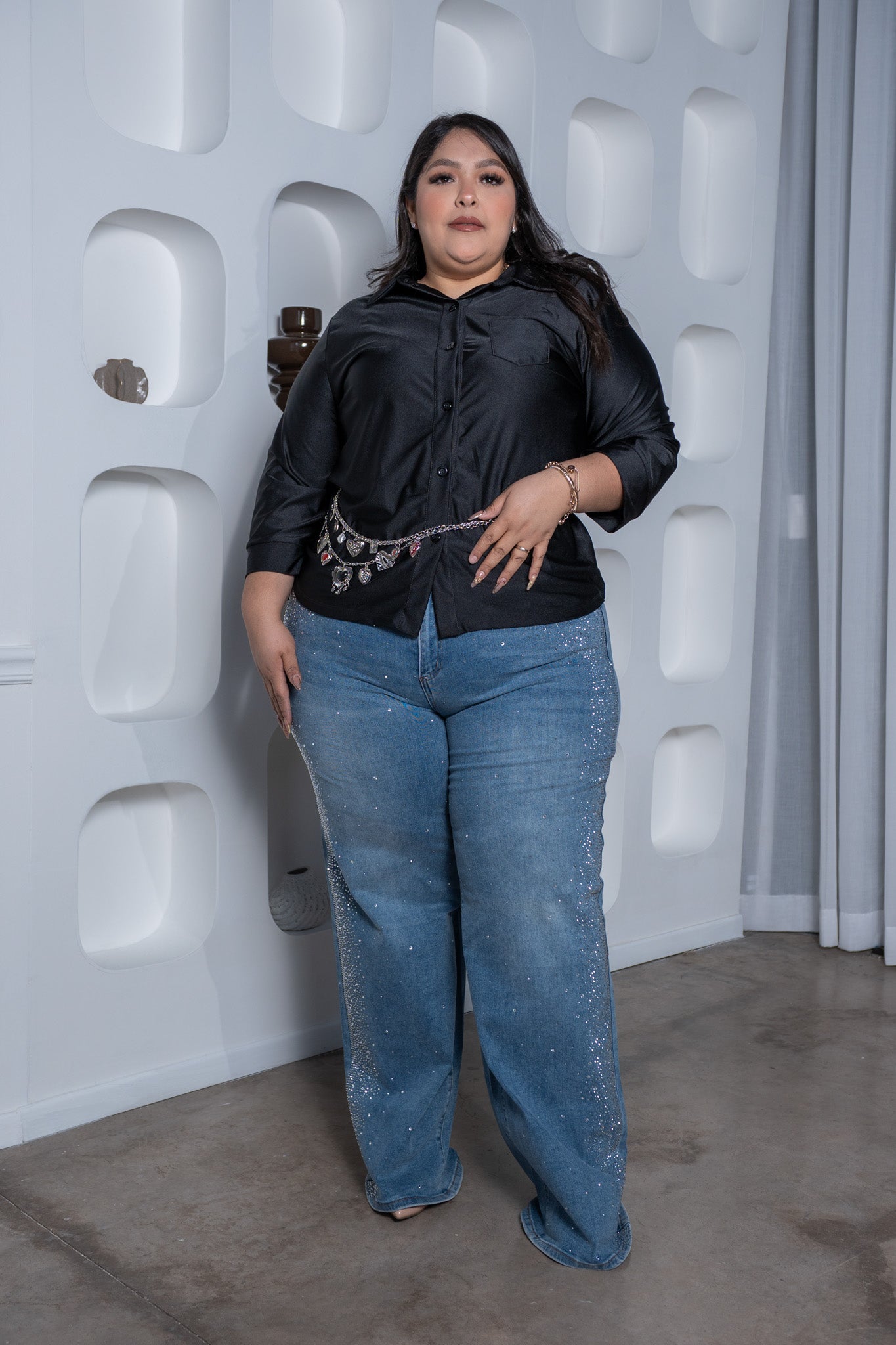 Camisa satinada stretch