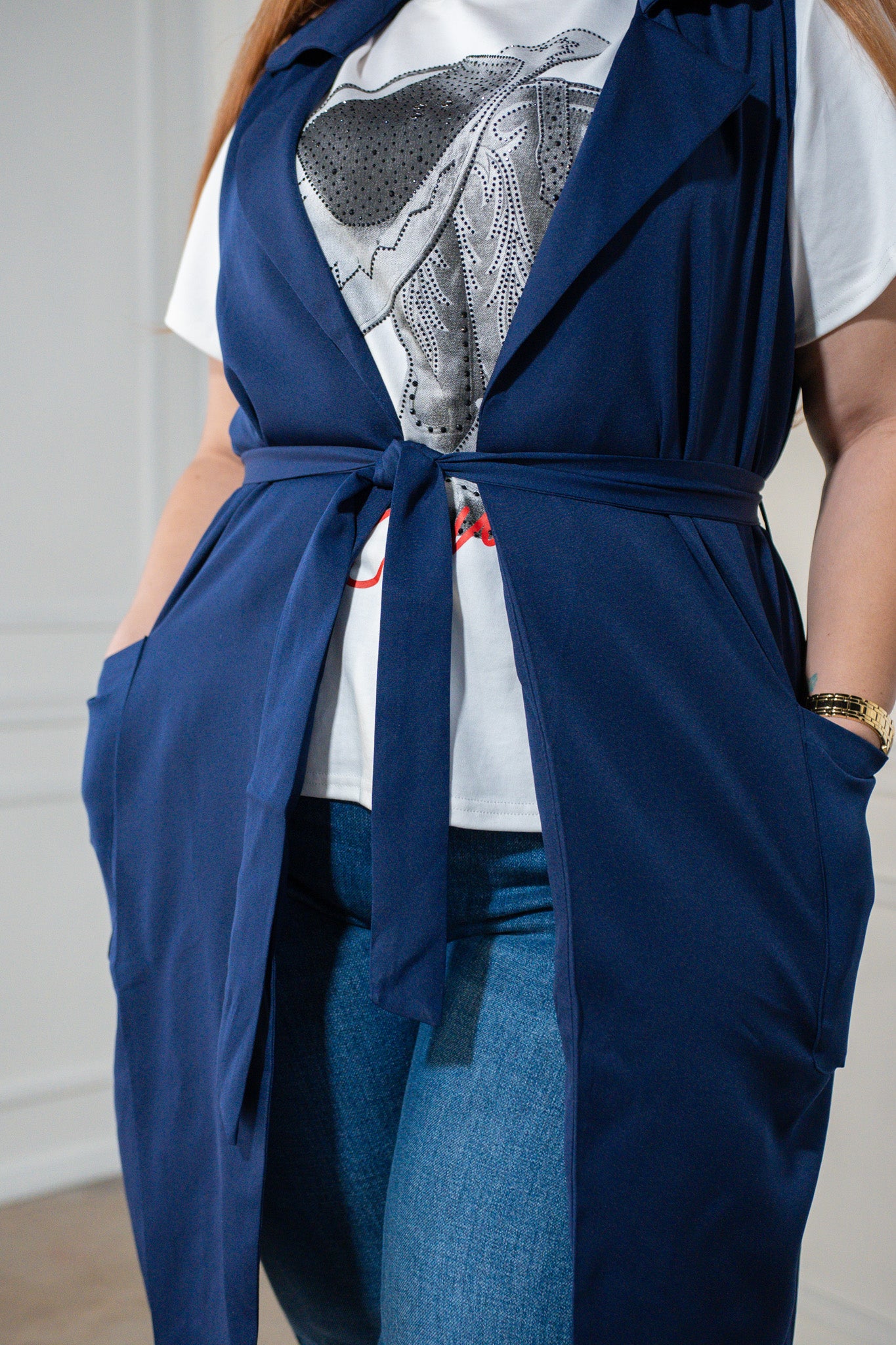 Gabardina s/ mang con lazo azul