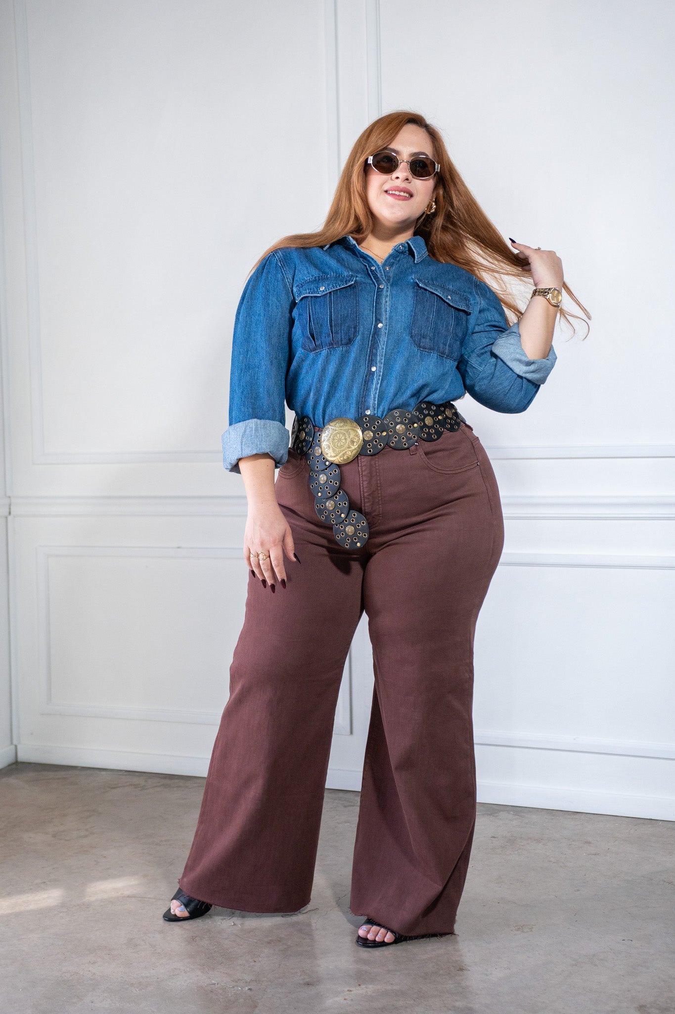 Camisa lisa denim c/bolsa