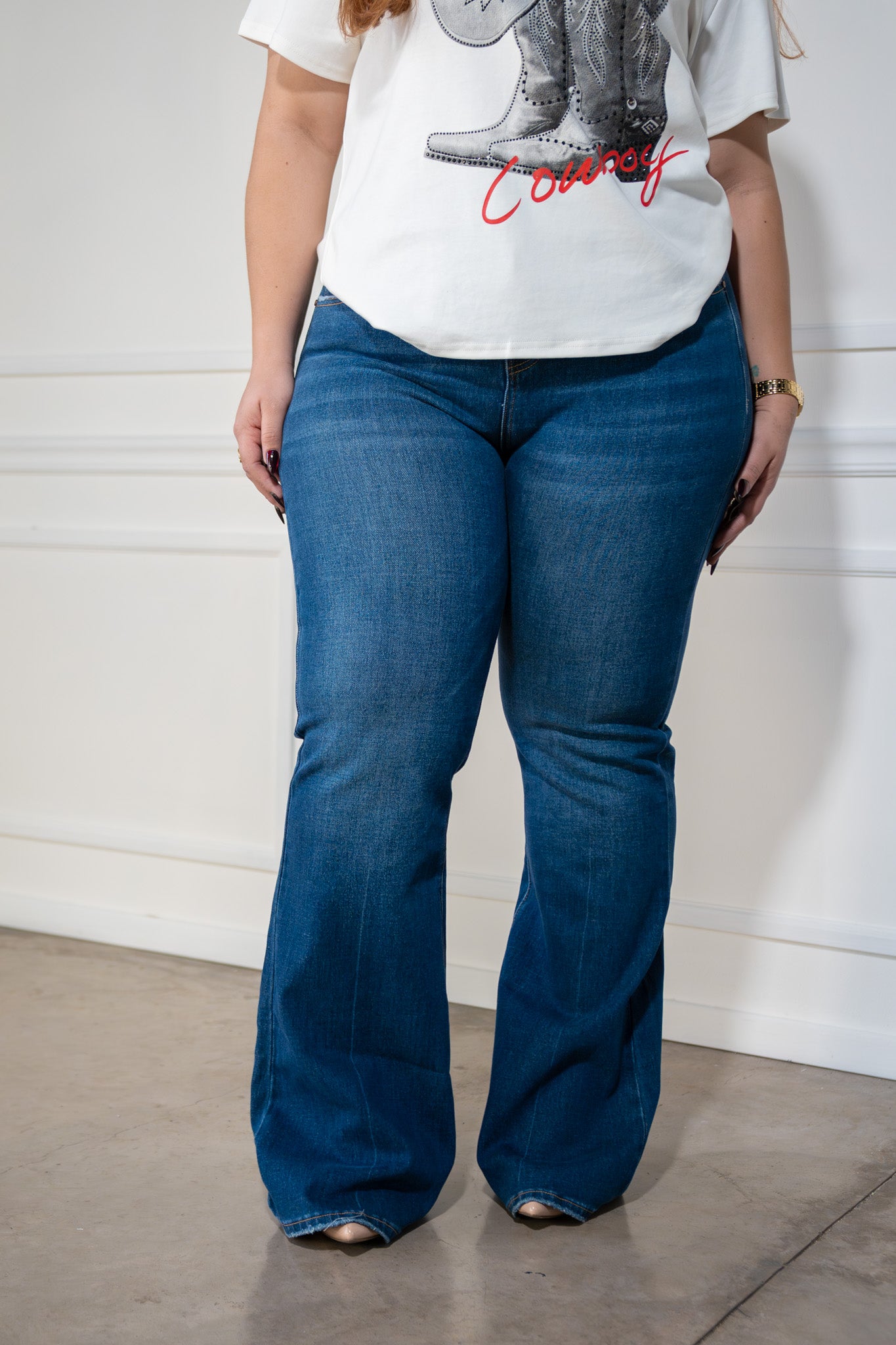 Jeans campana liso osc