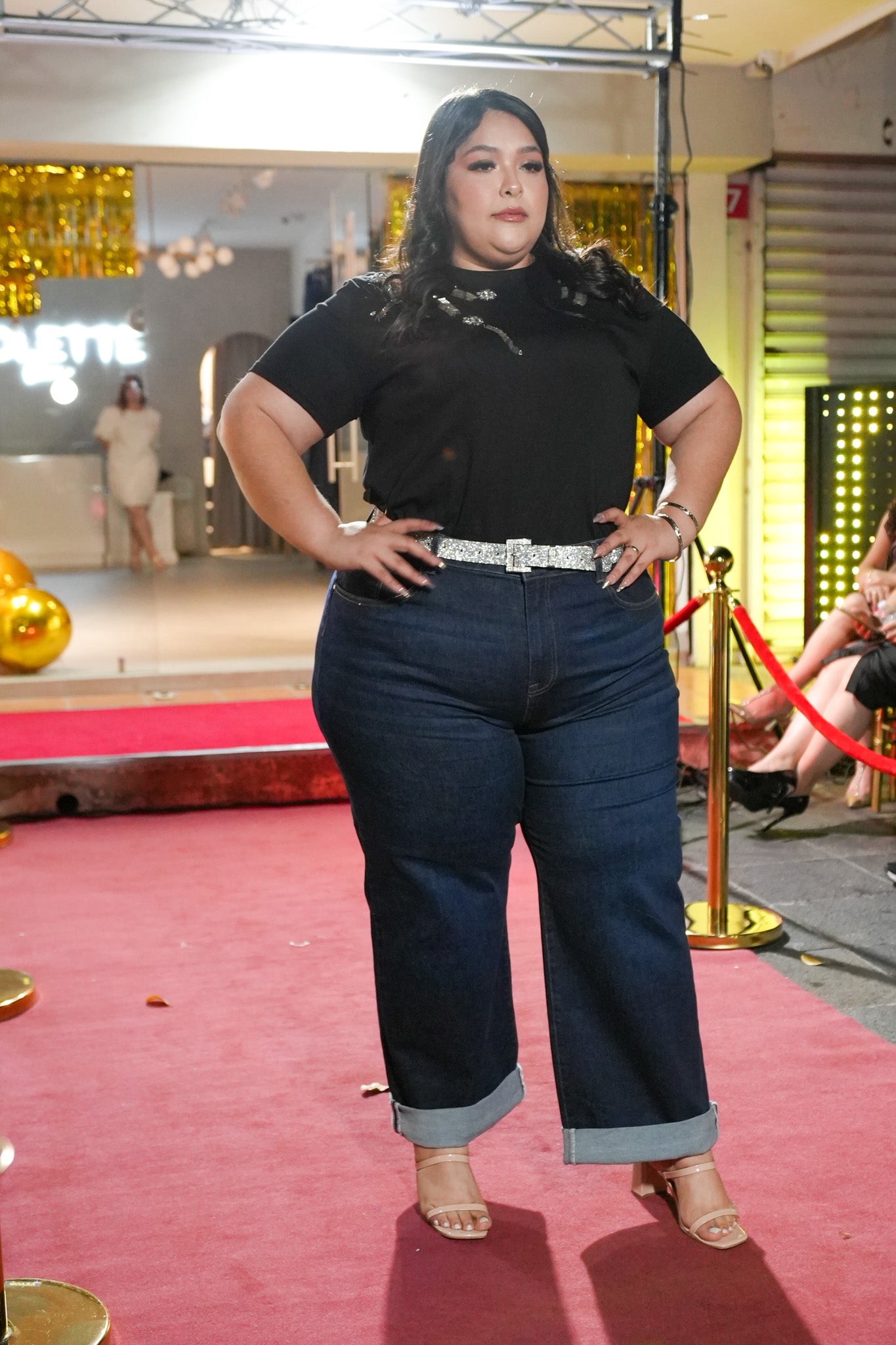 Jeans recto crop c/dobles osc