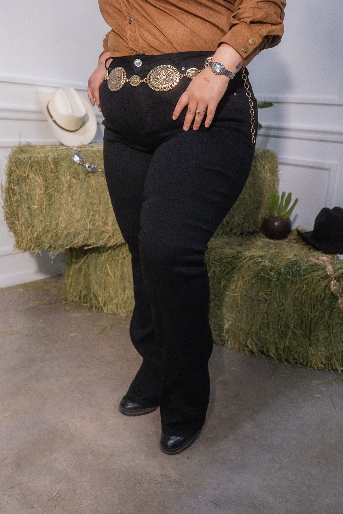 Jeans campana liso negro