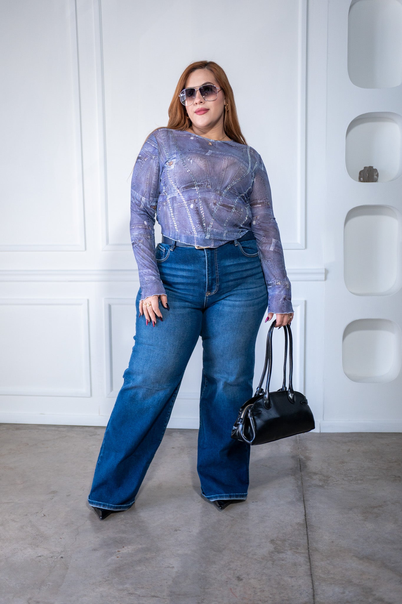 Jeans high rise liso osc