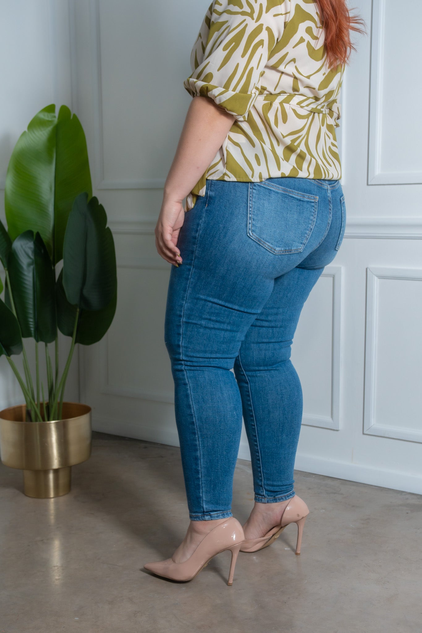 Jeans high rise skinny claro