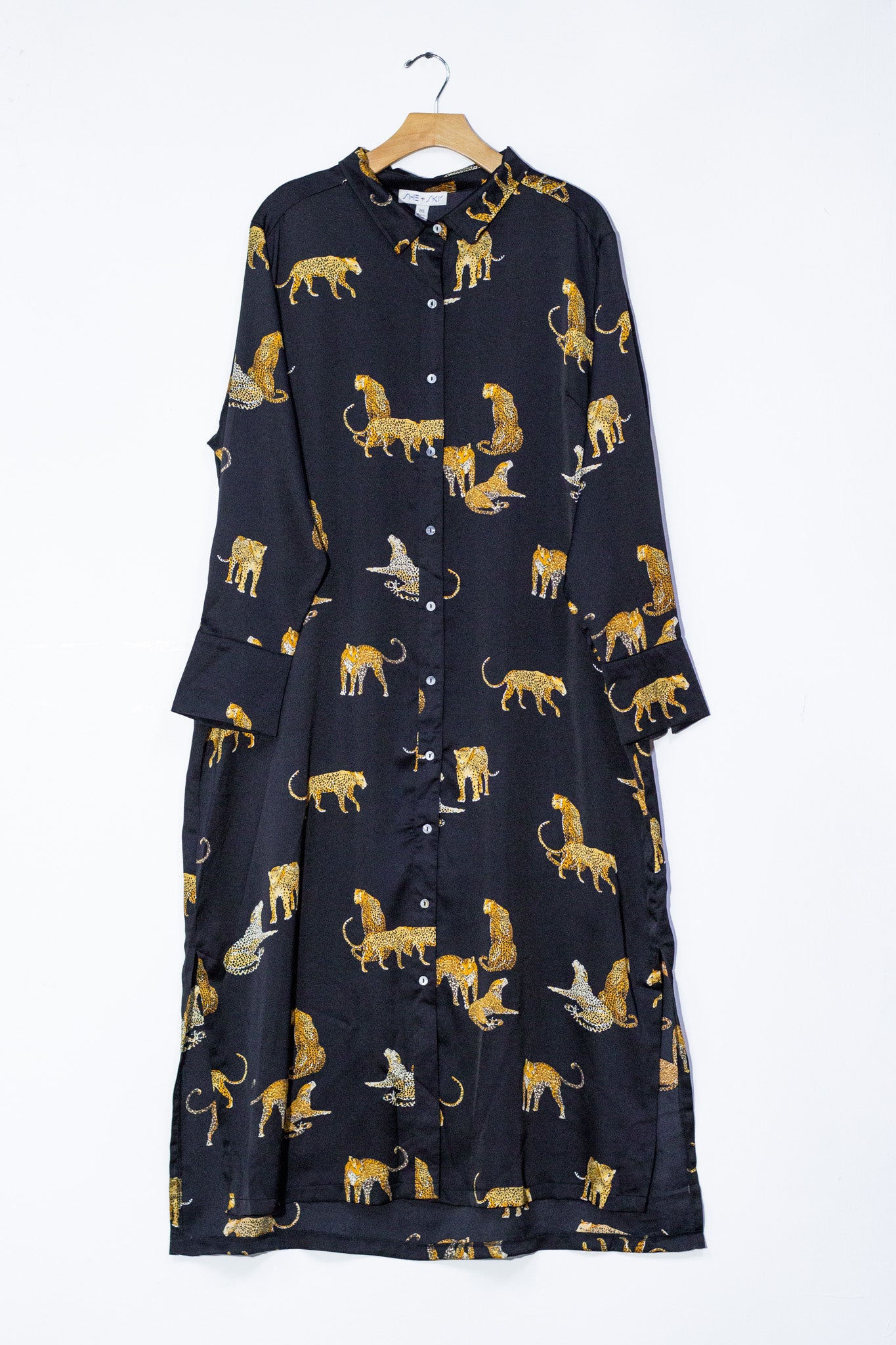 Vestido largo camisero leopardo