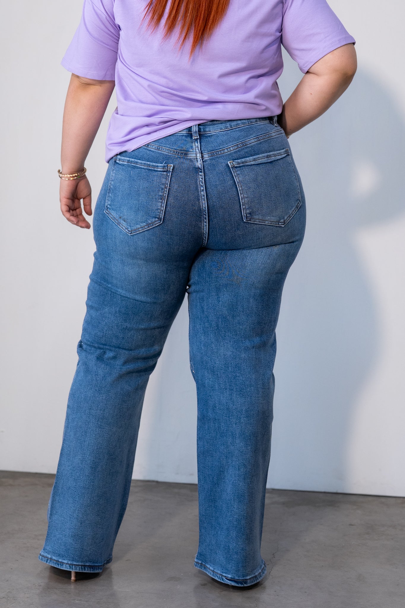 Jeans recto linea piedras