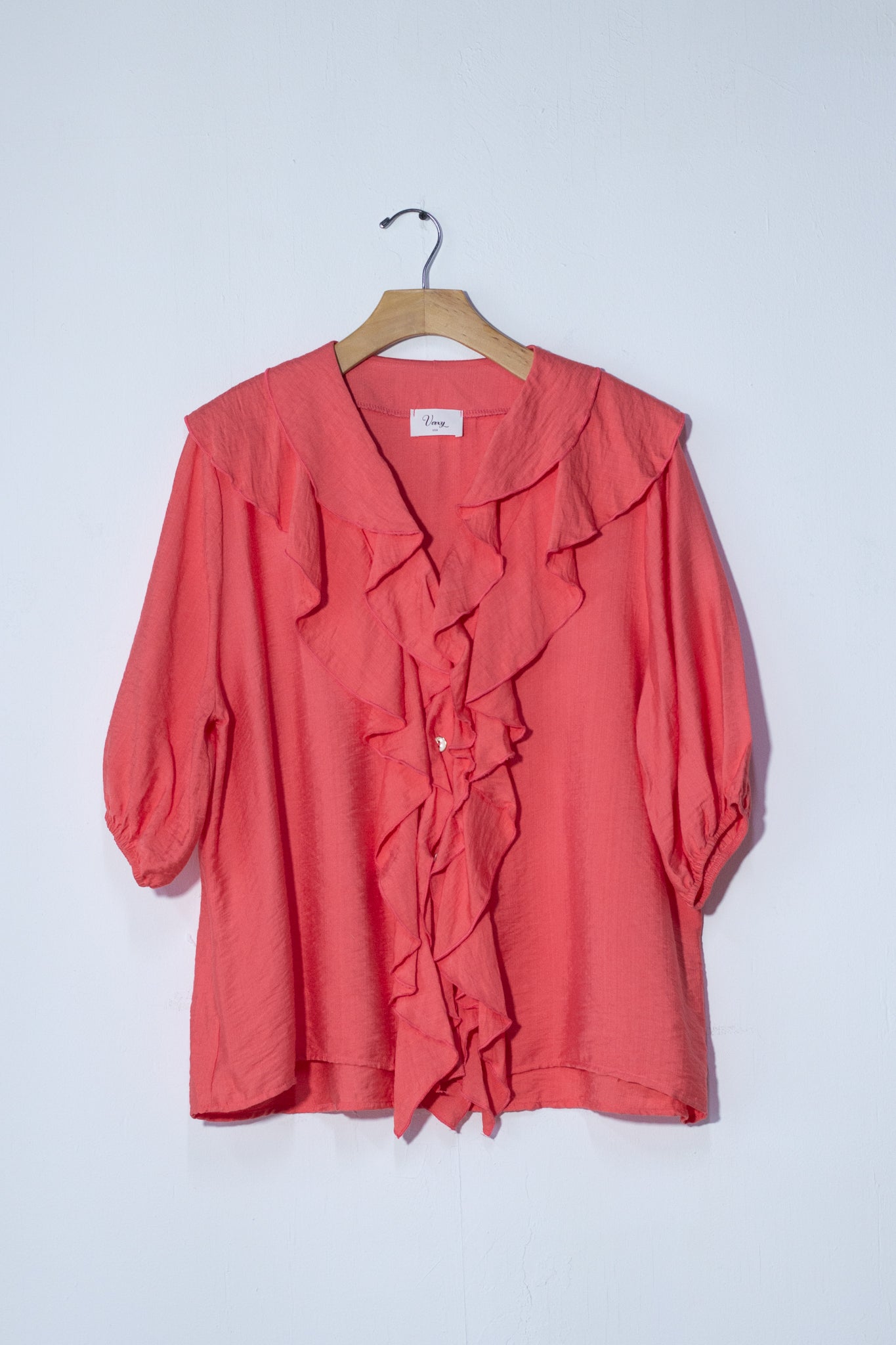 Camisa c/escarola coral