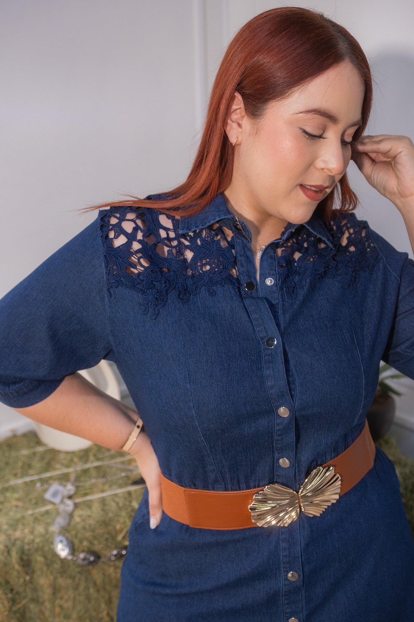 Maxi vestido camisero bordado