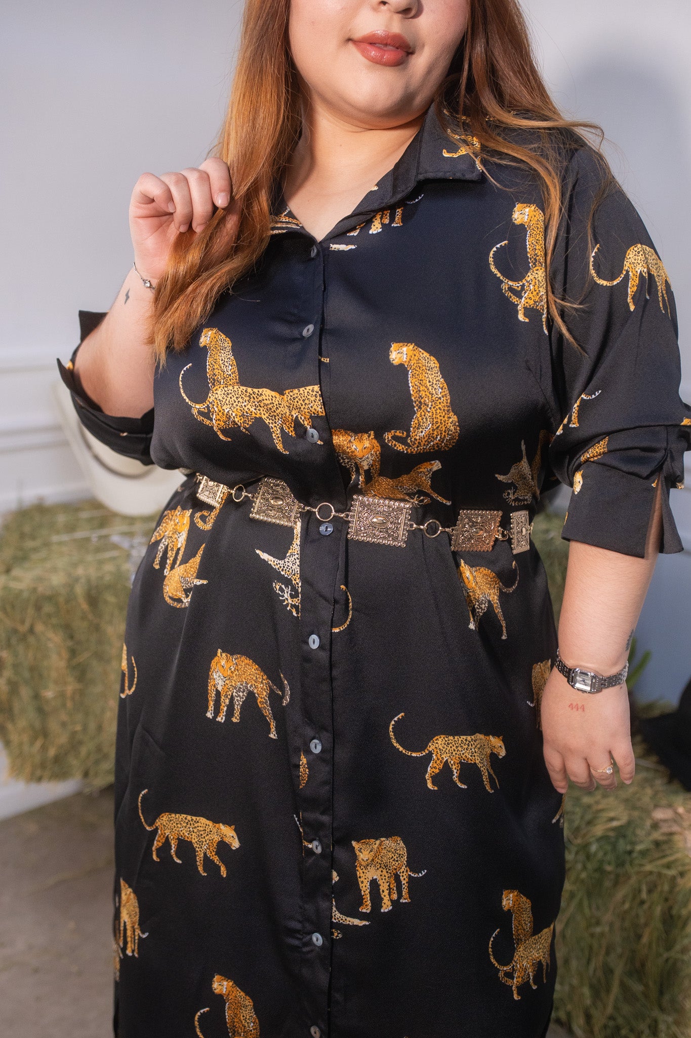 Vestido largo camisero leopardo