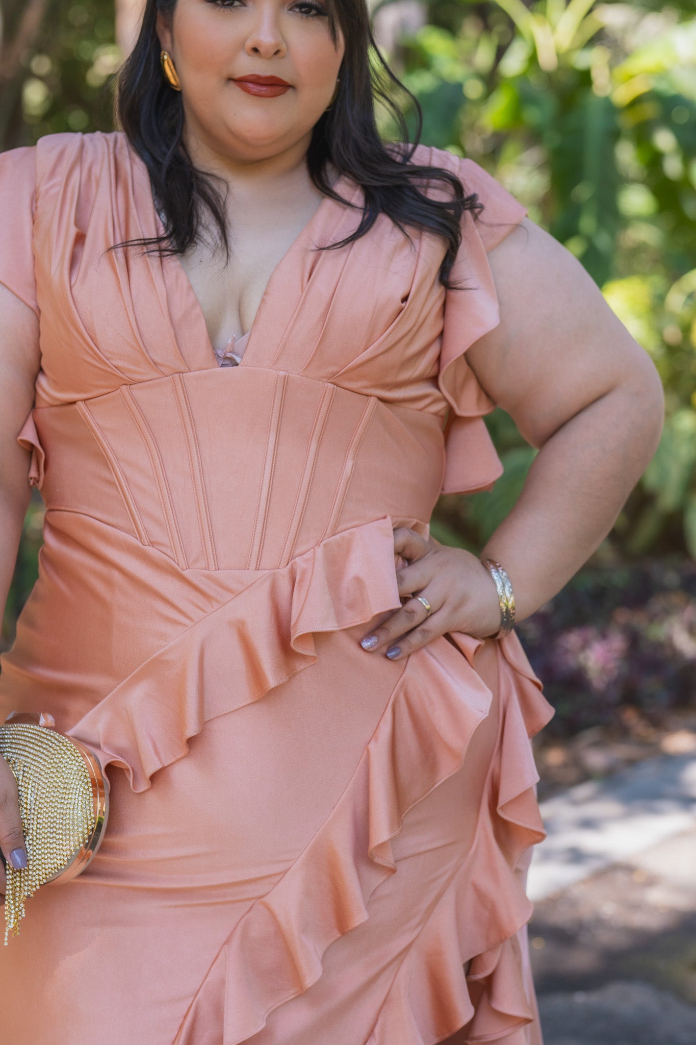 Vestido escarolas corset