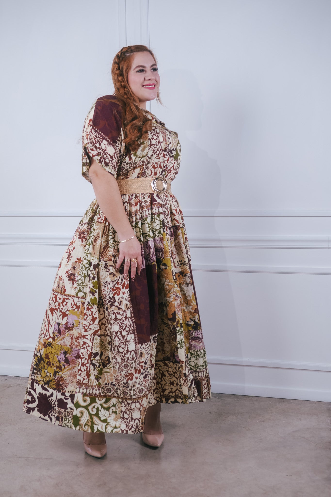 Vestido camisero estampado c/lazo