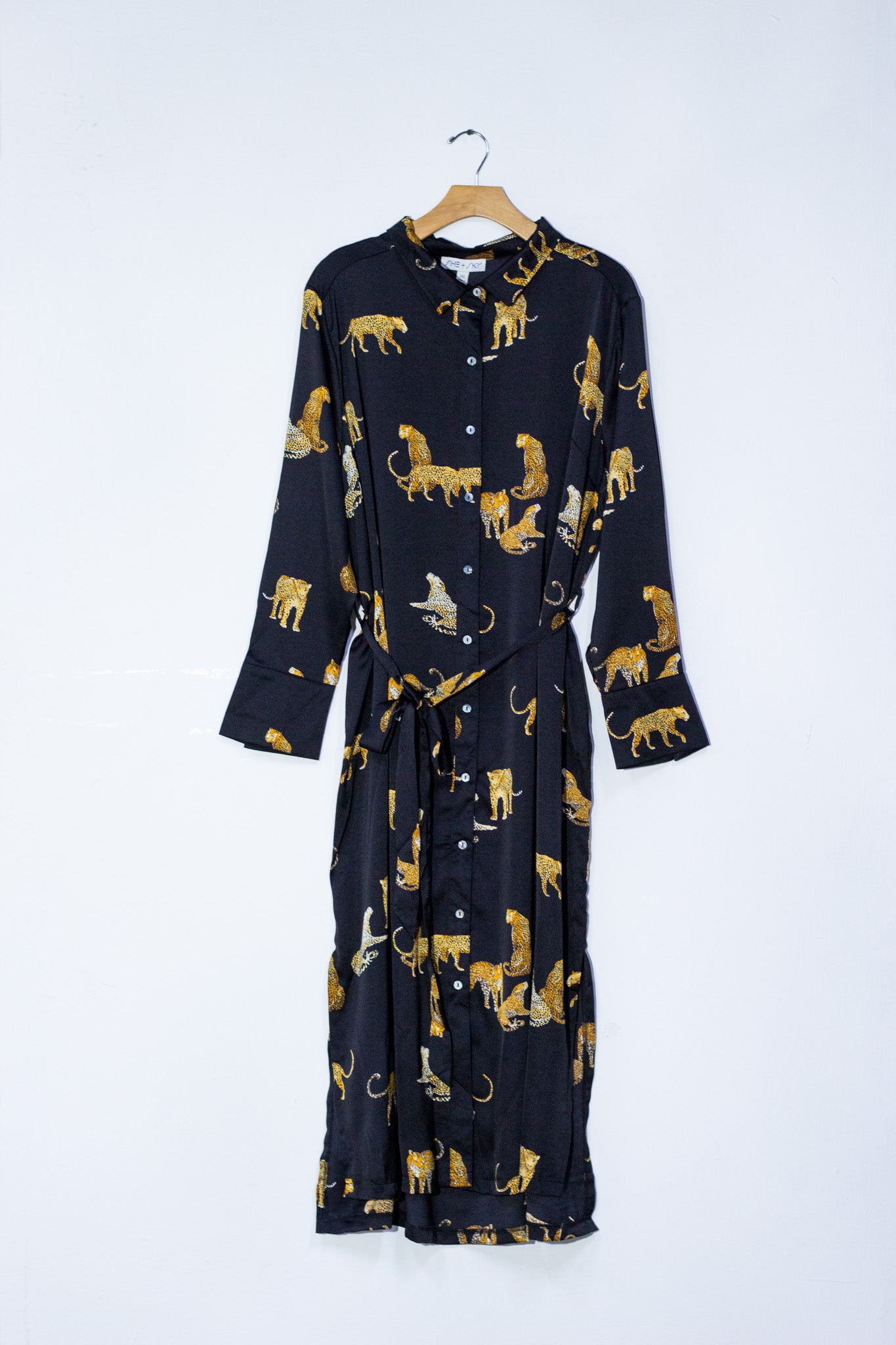 Vestido largo camisero leopardo