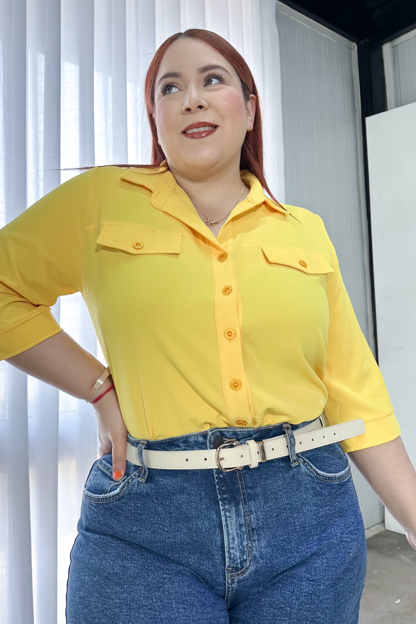 Camisa textura c/bolsa