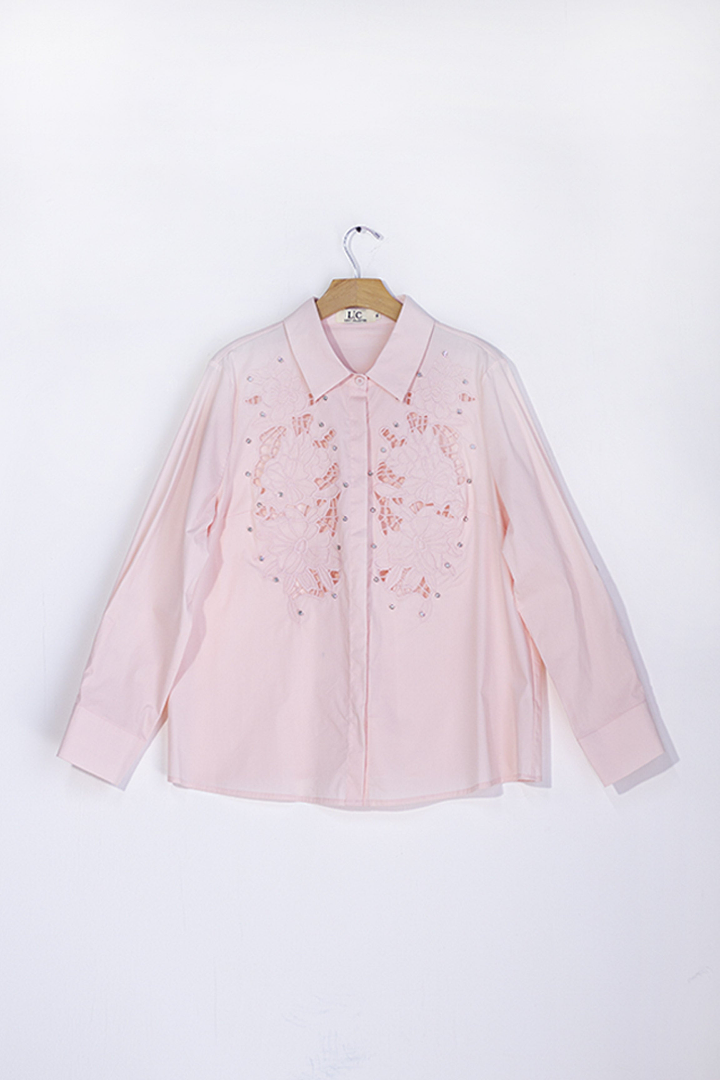 Camisa Con detalles de piedra Rosa