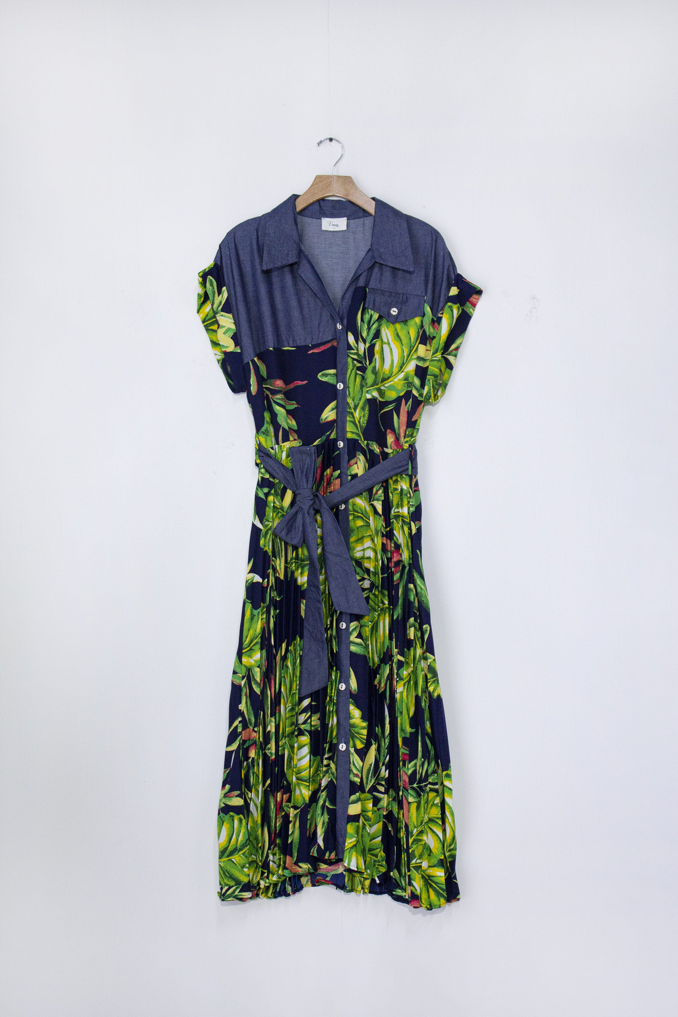 Vestido Largo Plizado Floral