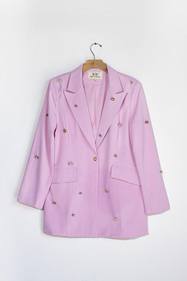 Blazer Con Aplicaciones Rosa