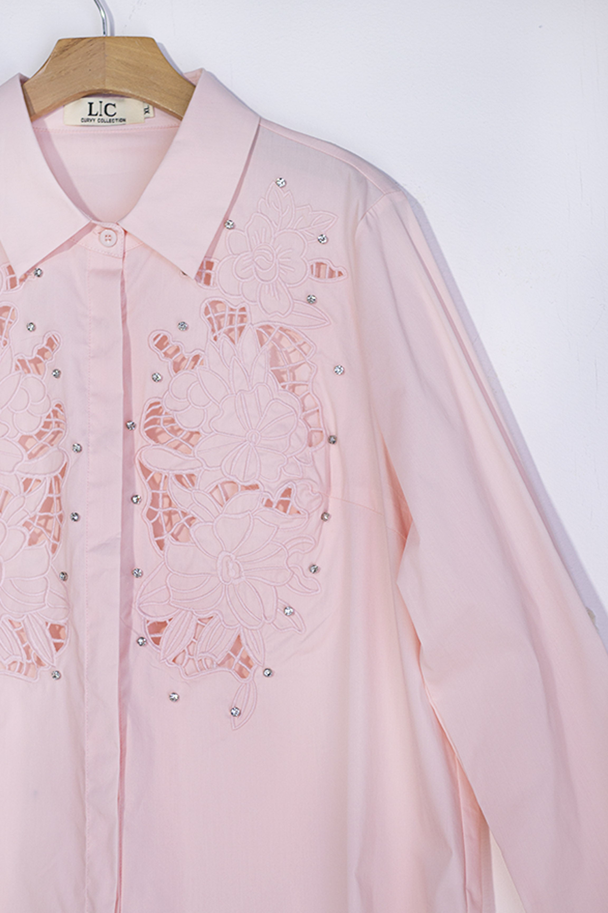 Camisa Con detalles de piedra Rosa