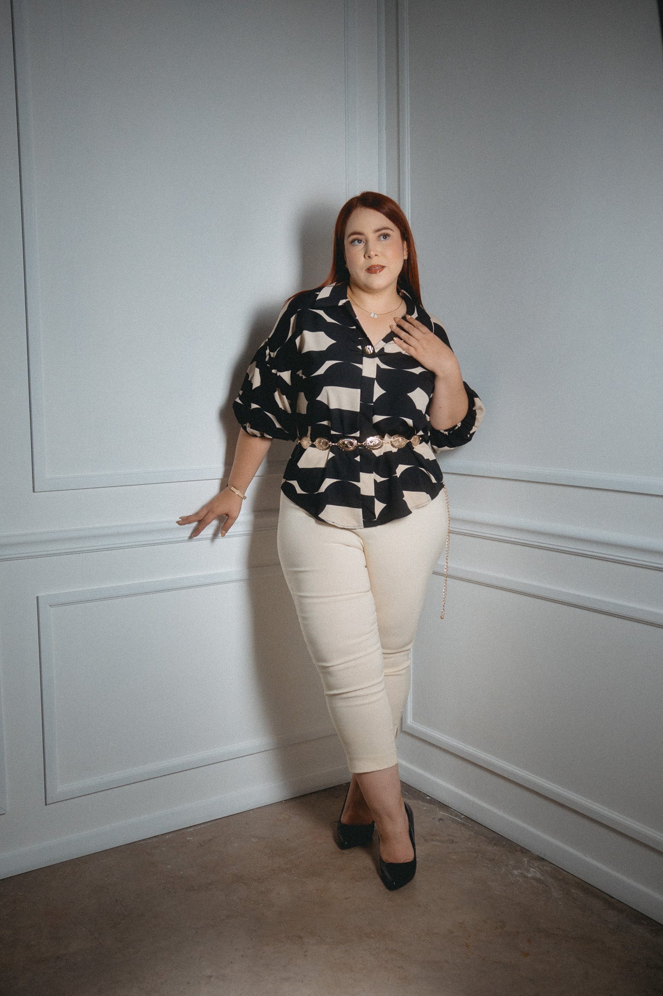 Blusa con botones estampada