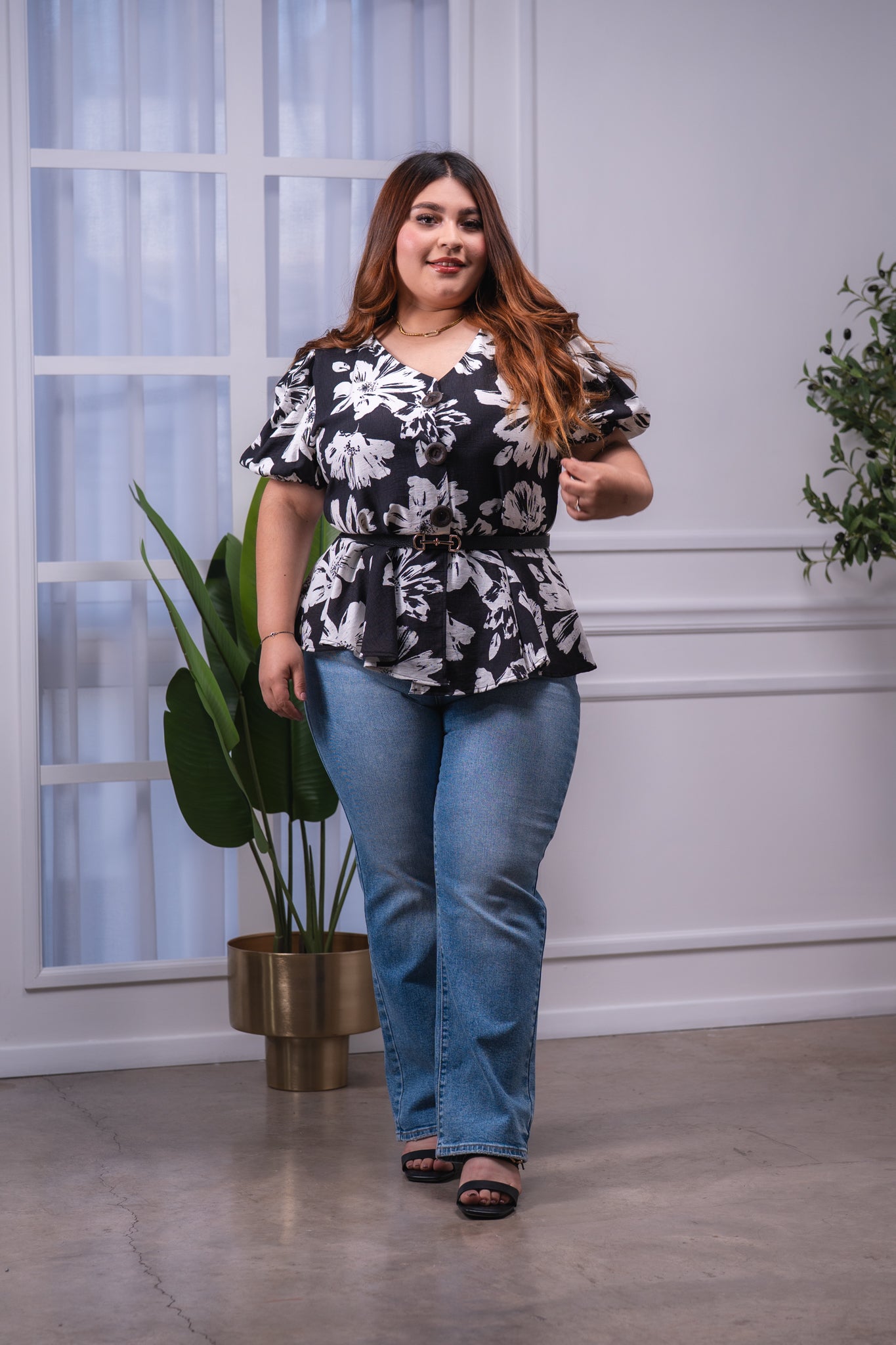 Blusa con Peplum Flores