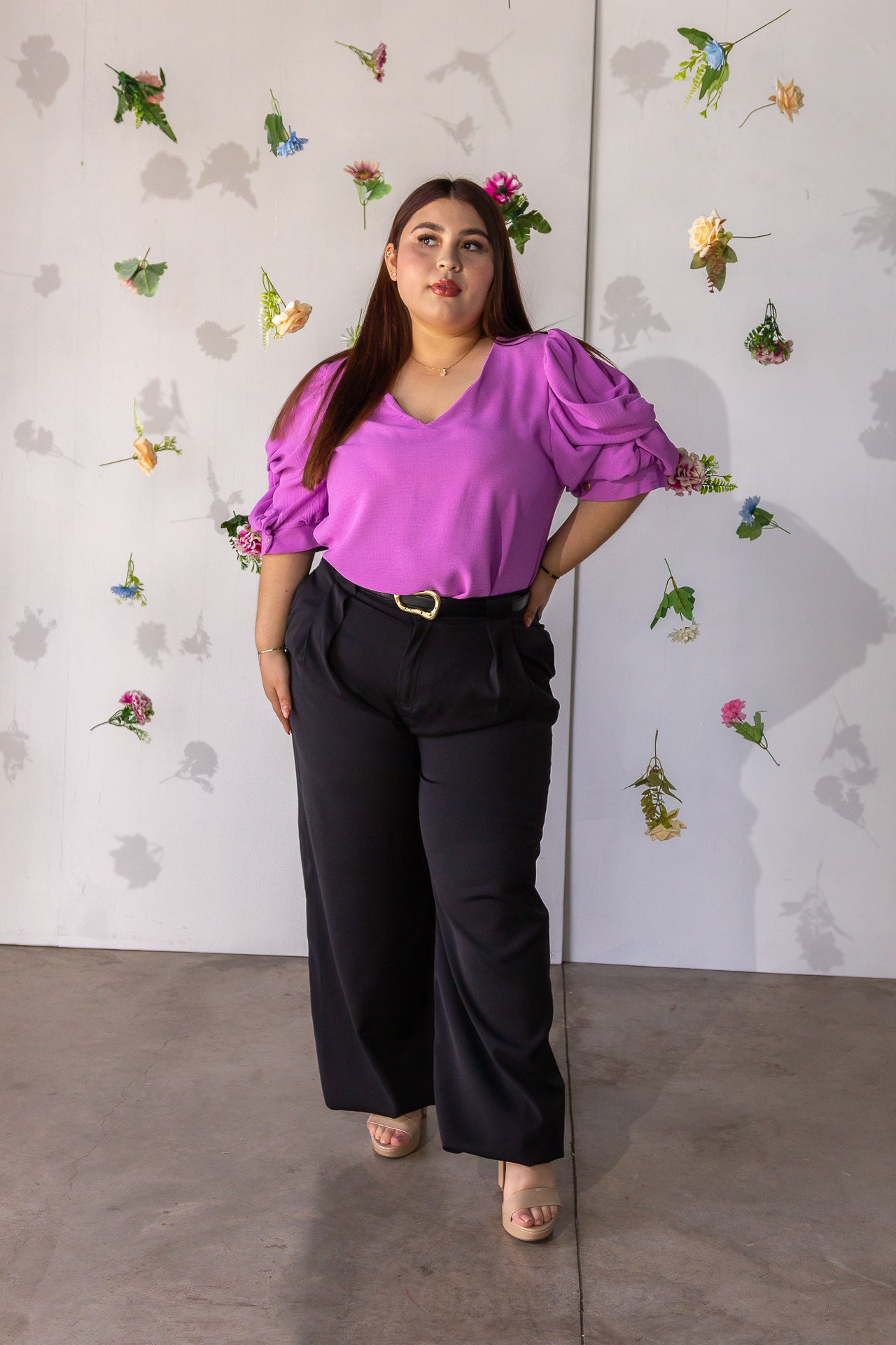 Blusa manga abullonada lila