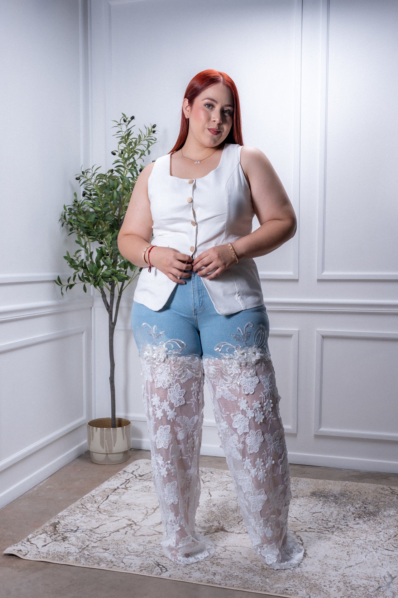 Chaleco liso de vestir blanco