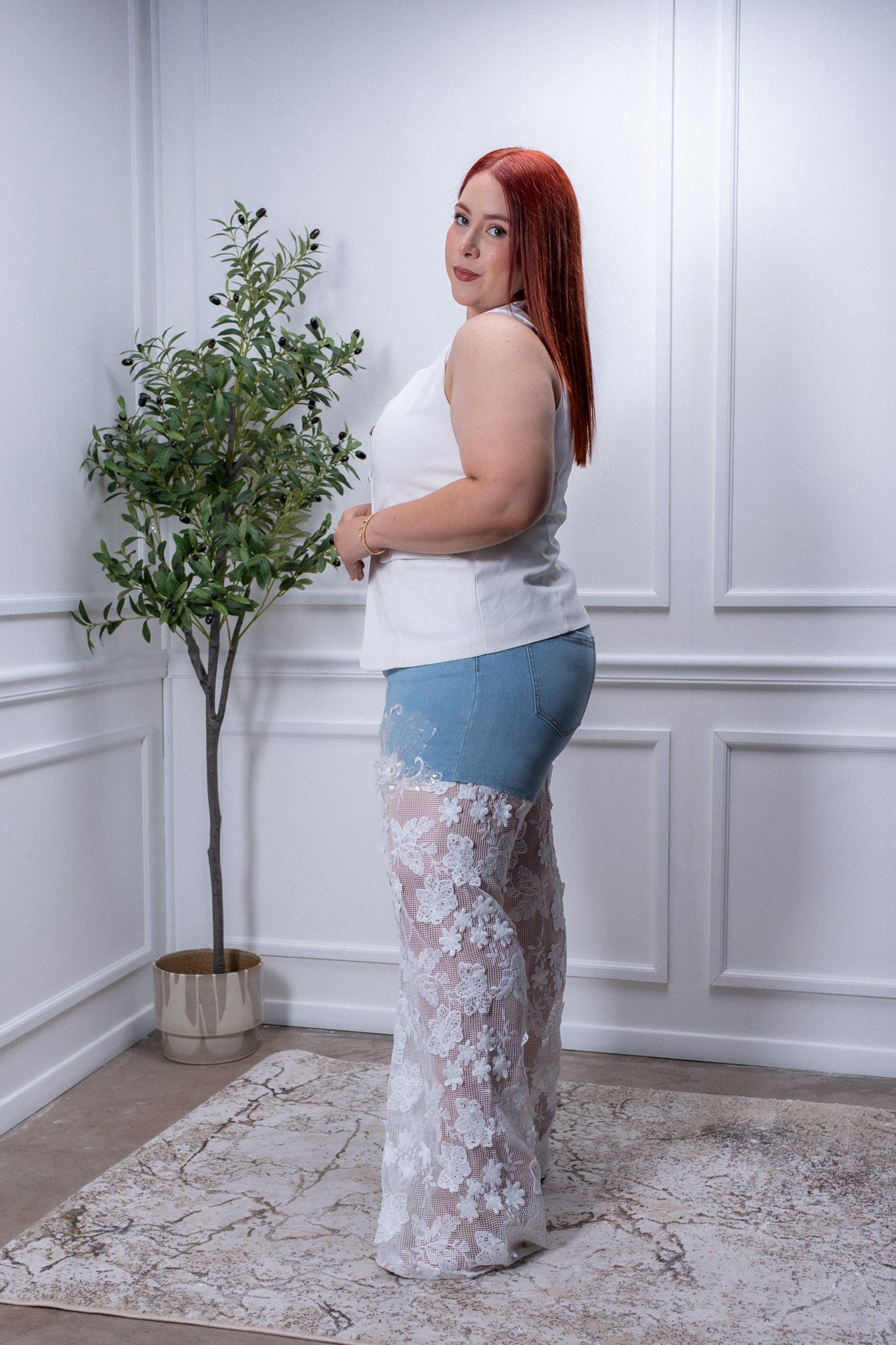 Chaleco liso de vestir blanco