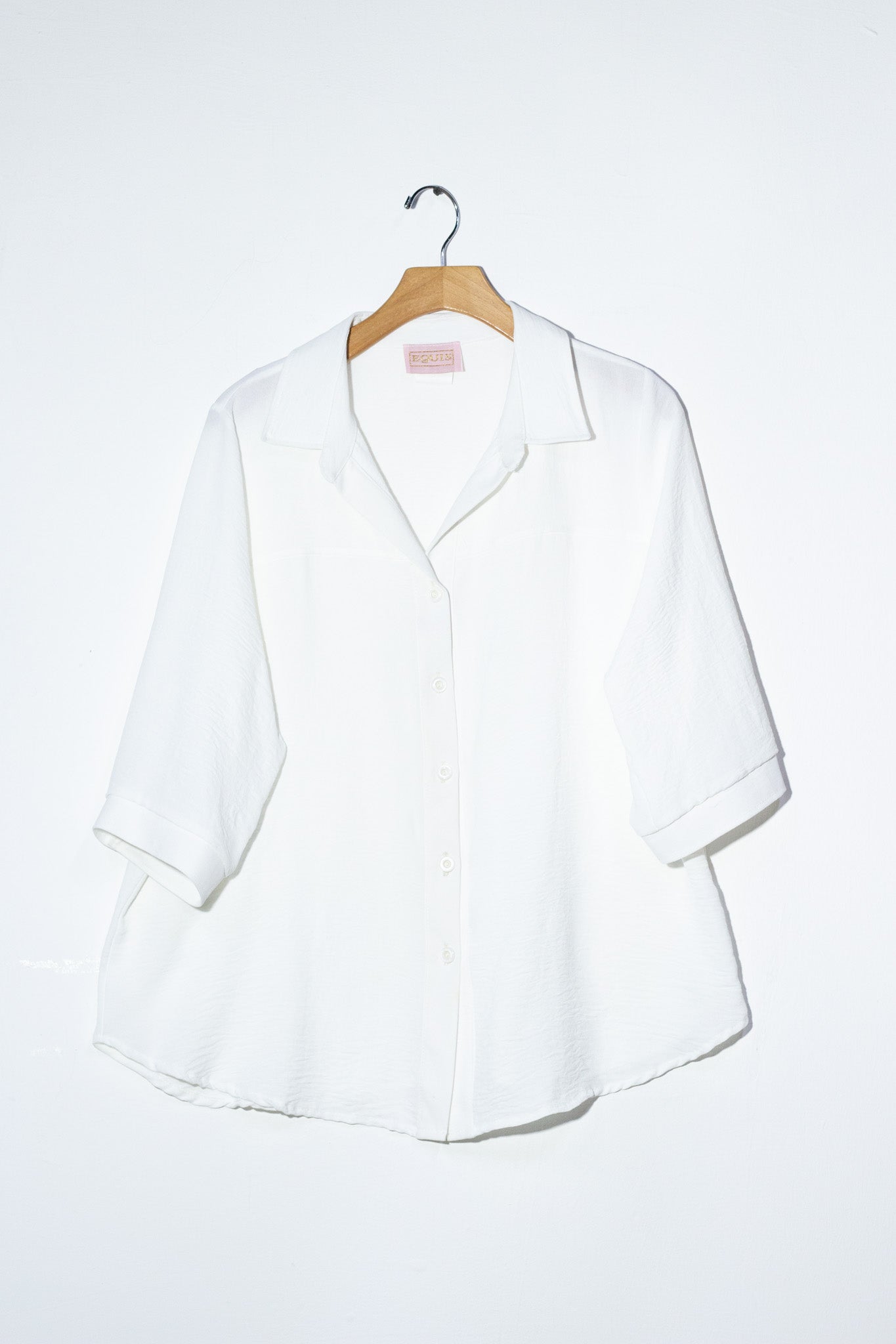 Camisa lisa manga 3/4 verde y blanca