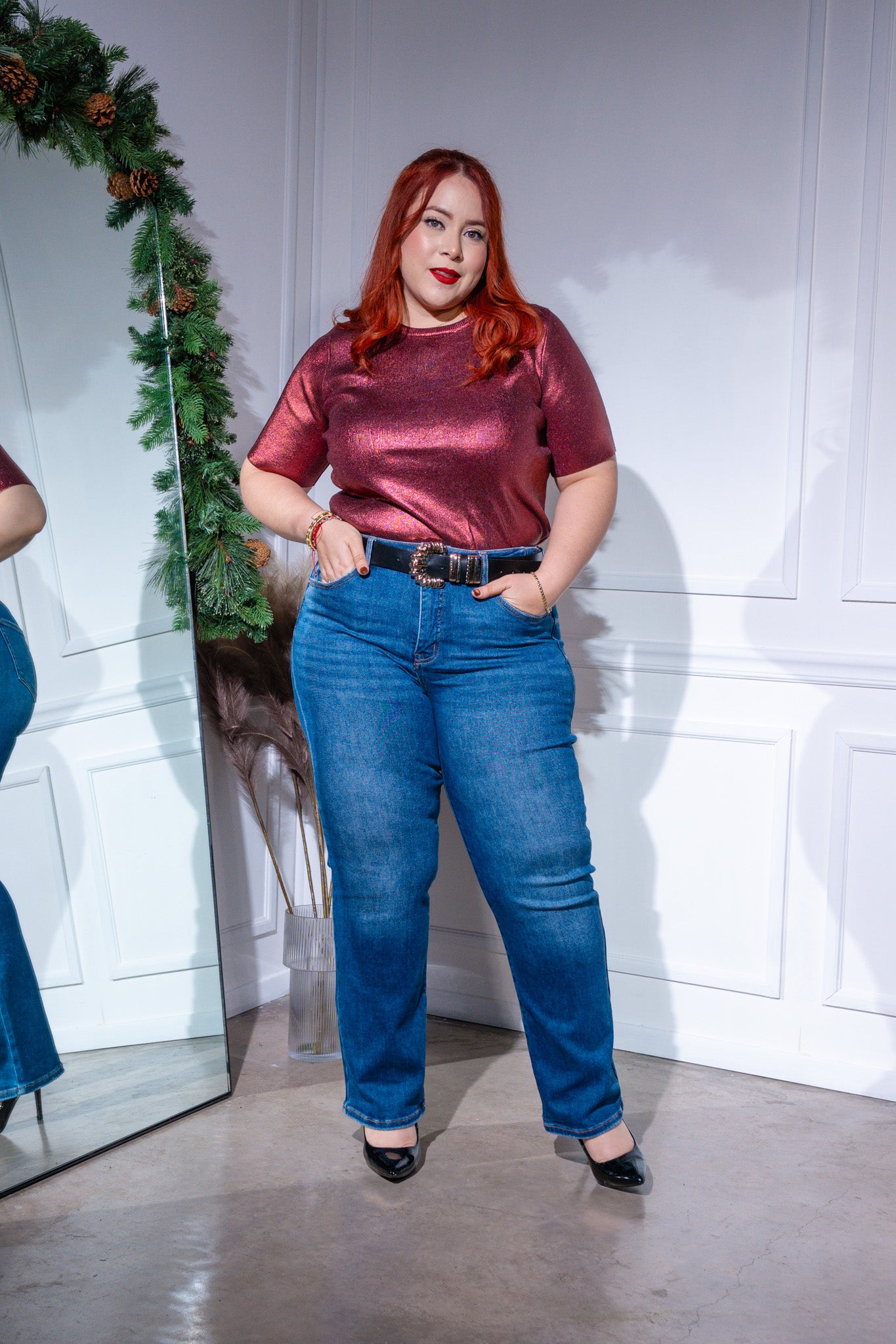 Blusa acanalada metalica tinta