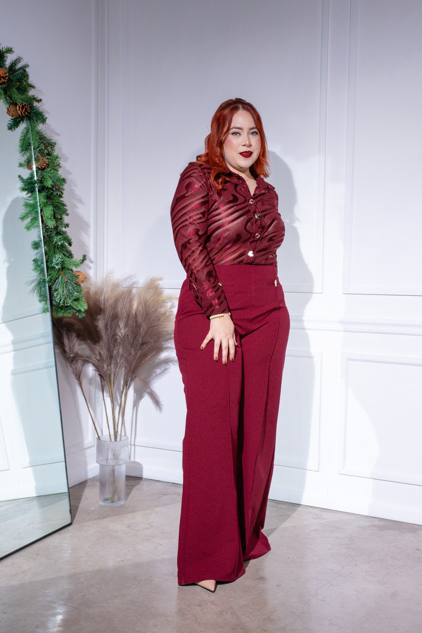 Camisa mesh con franjas tinta