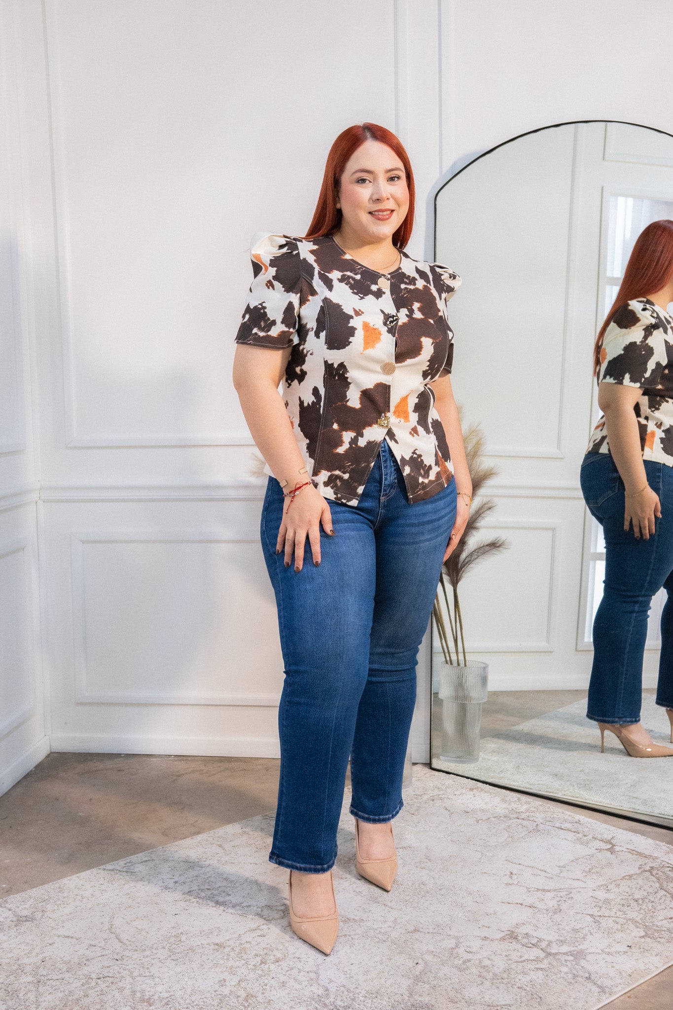 Camisa abullonada cow print