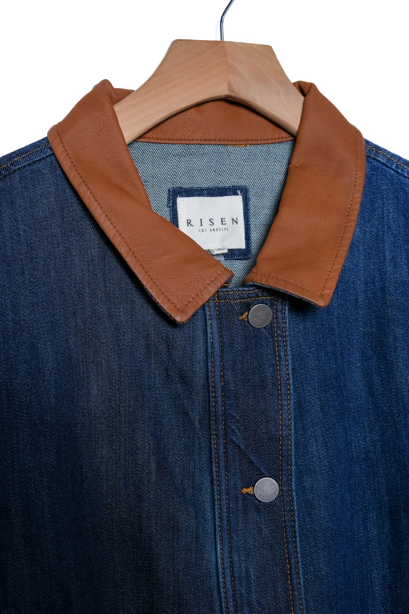 Chamarra denim con cuero