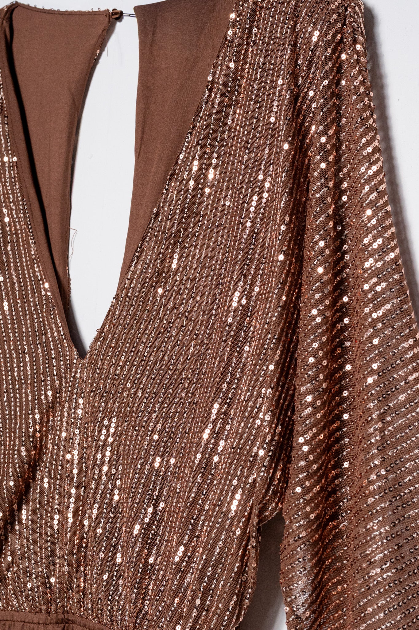 Panty blusa lentejuelas cafe