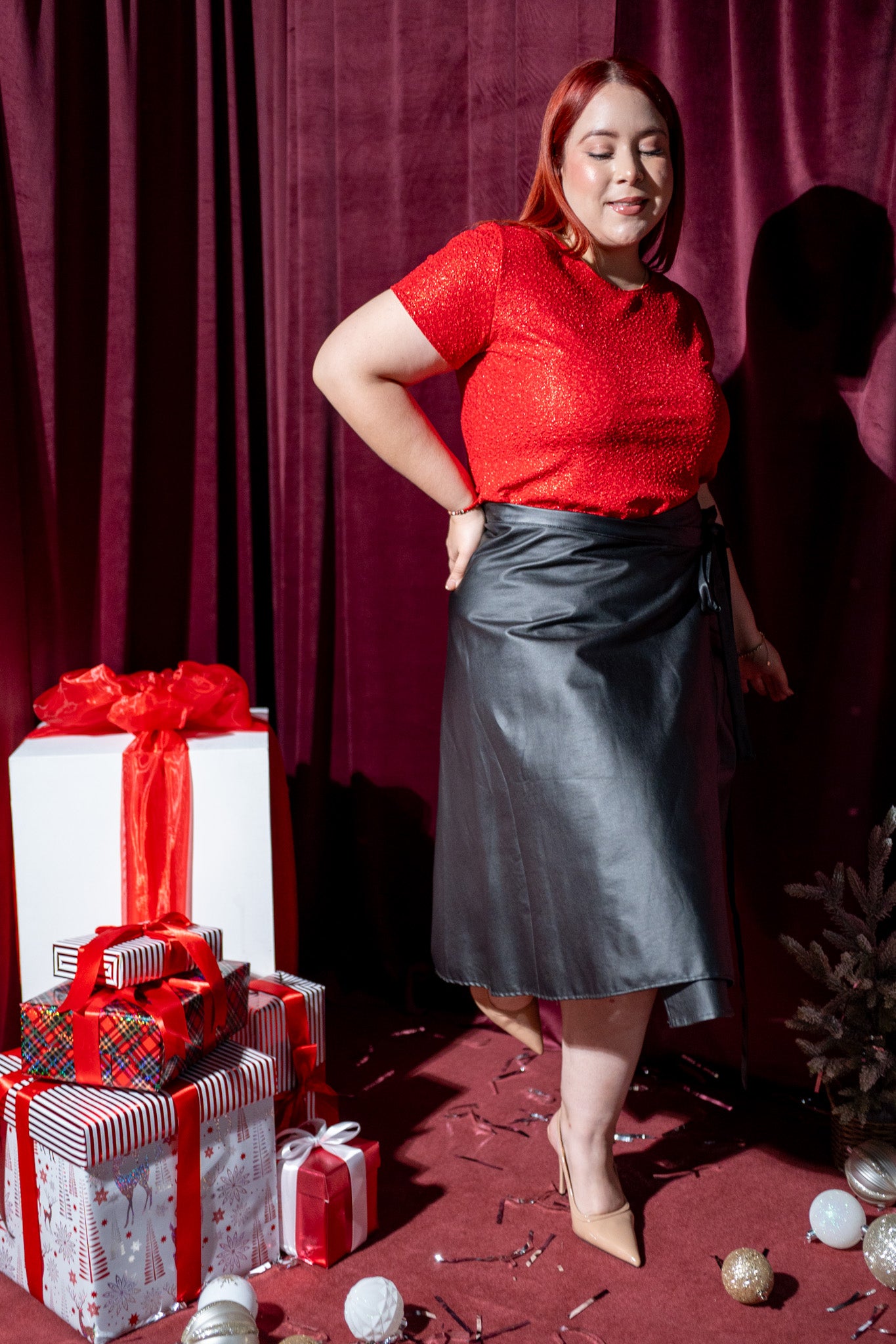 falda envolvente de cuero neg