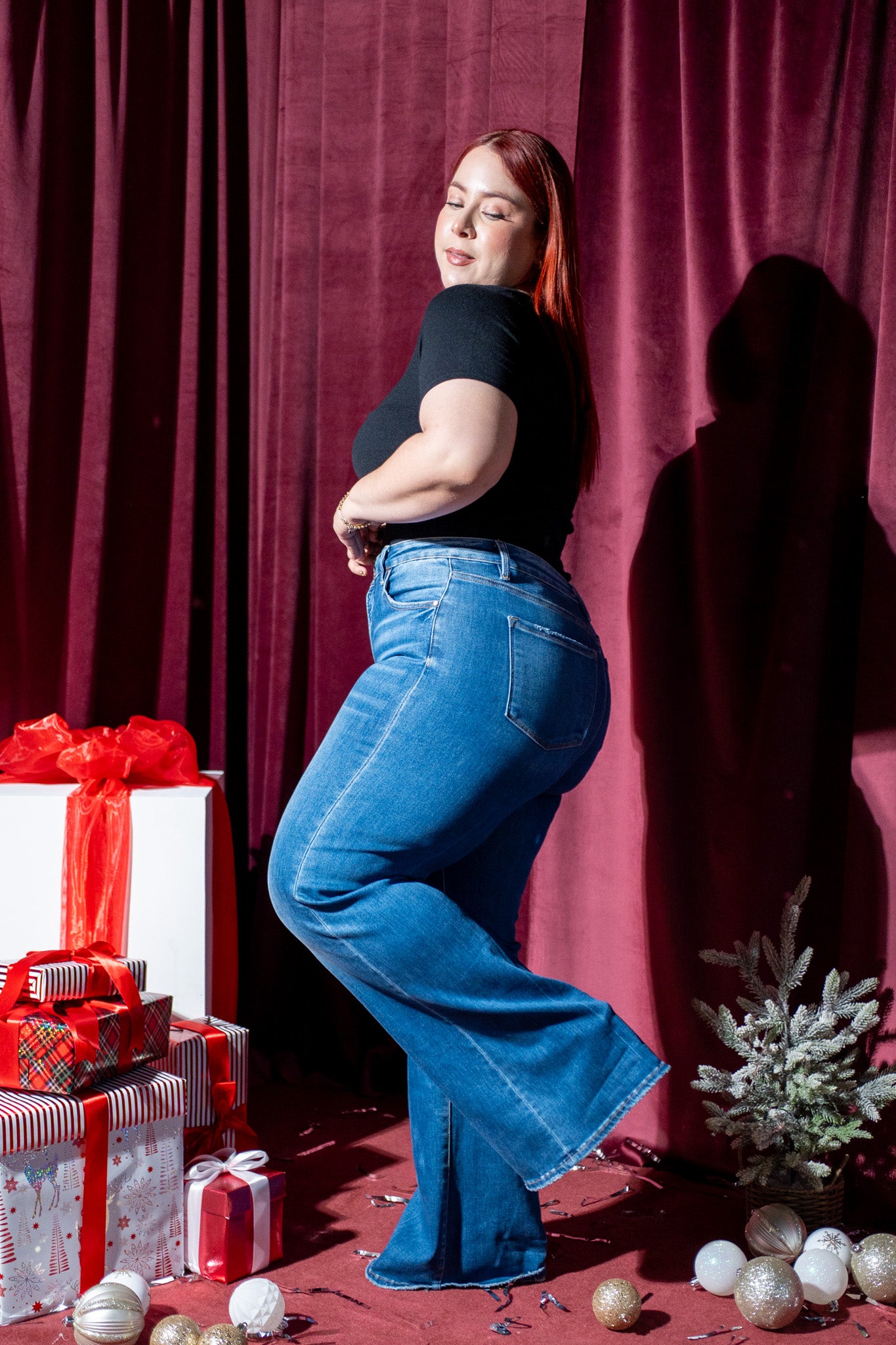 jeans campana deslavado osc