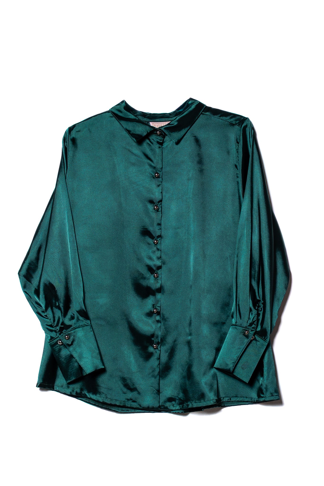 Camisa satinada lisa verde