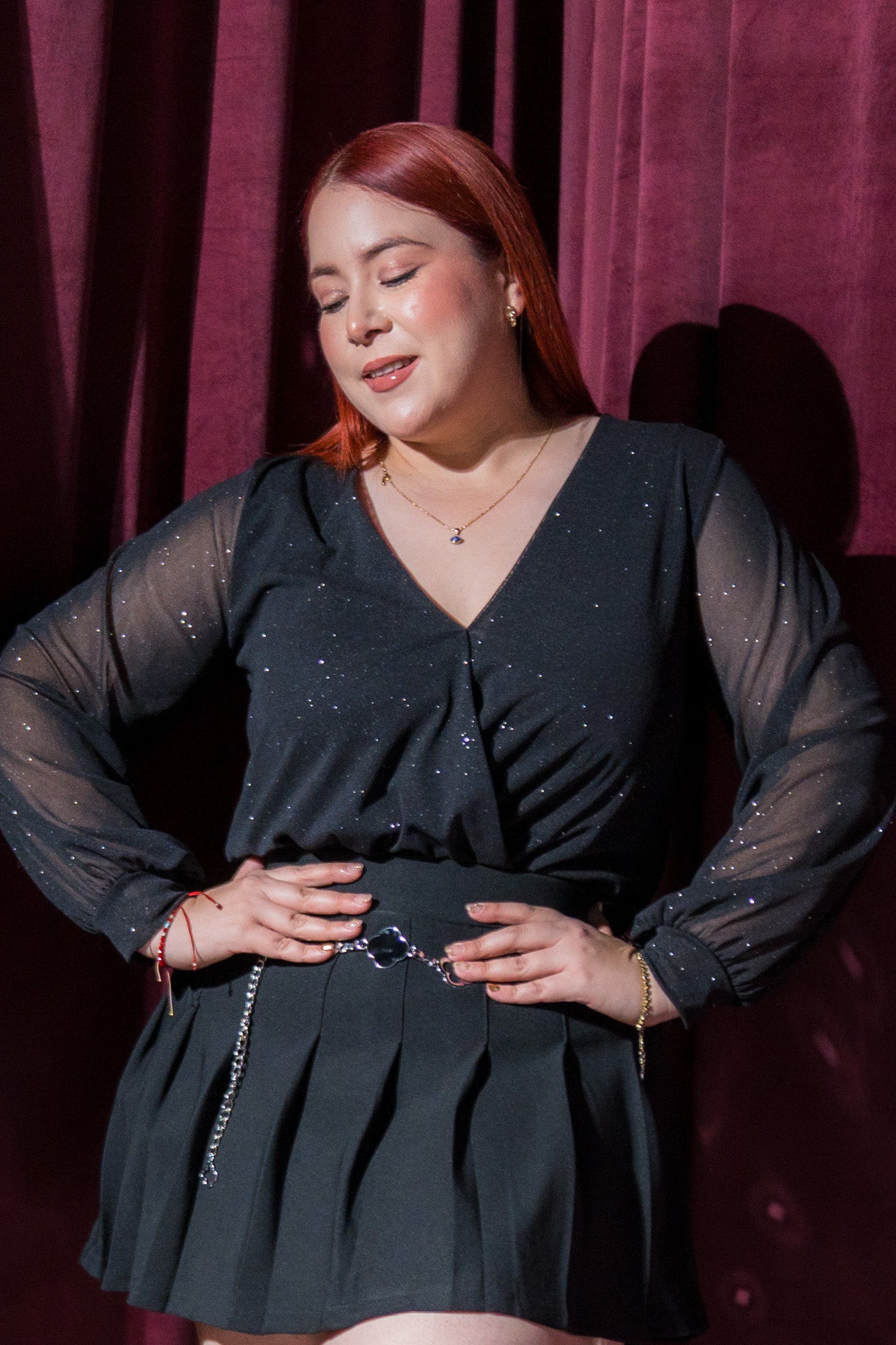 panty blusa cruzada brillos neg