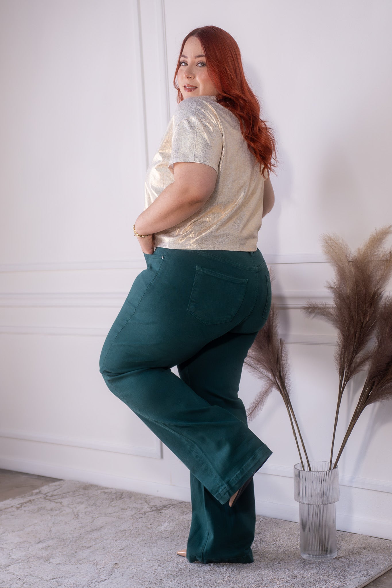 jeans recto liso verde