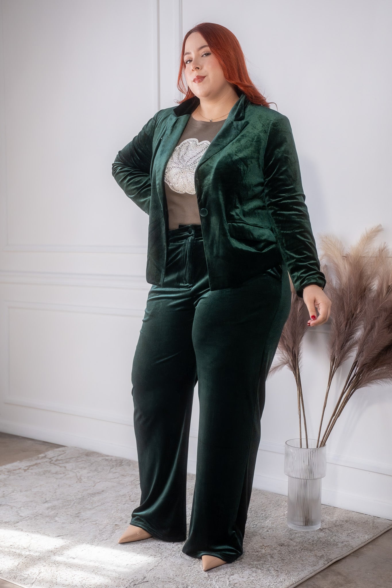 Set pantalon gamuza verde