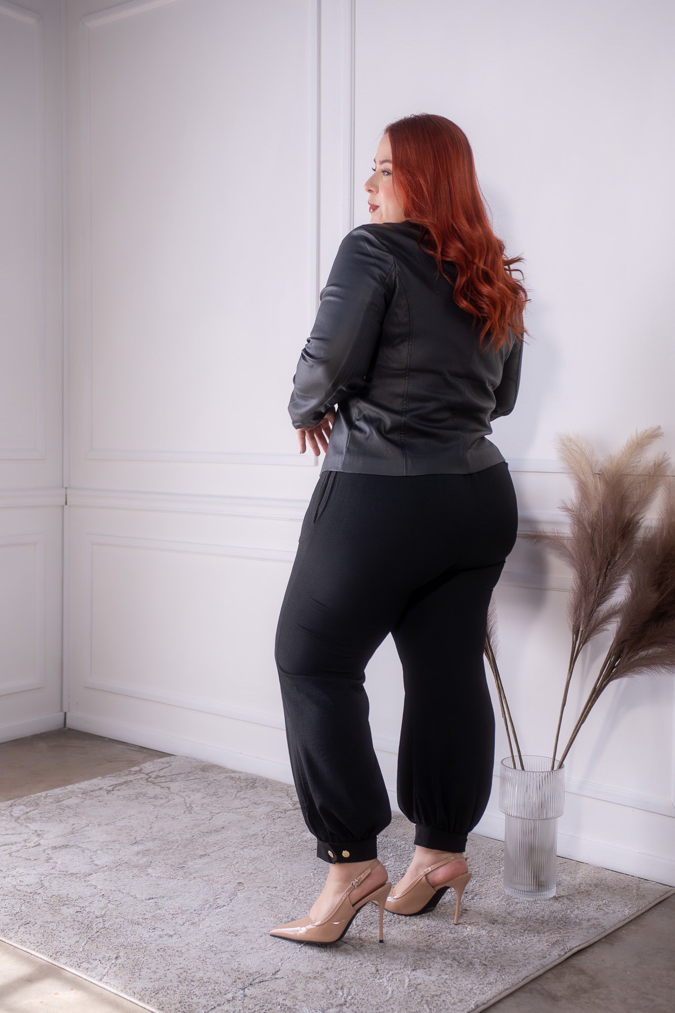 Blazer cuero liso negro