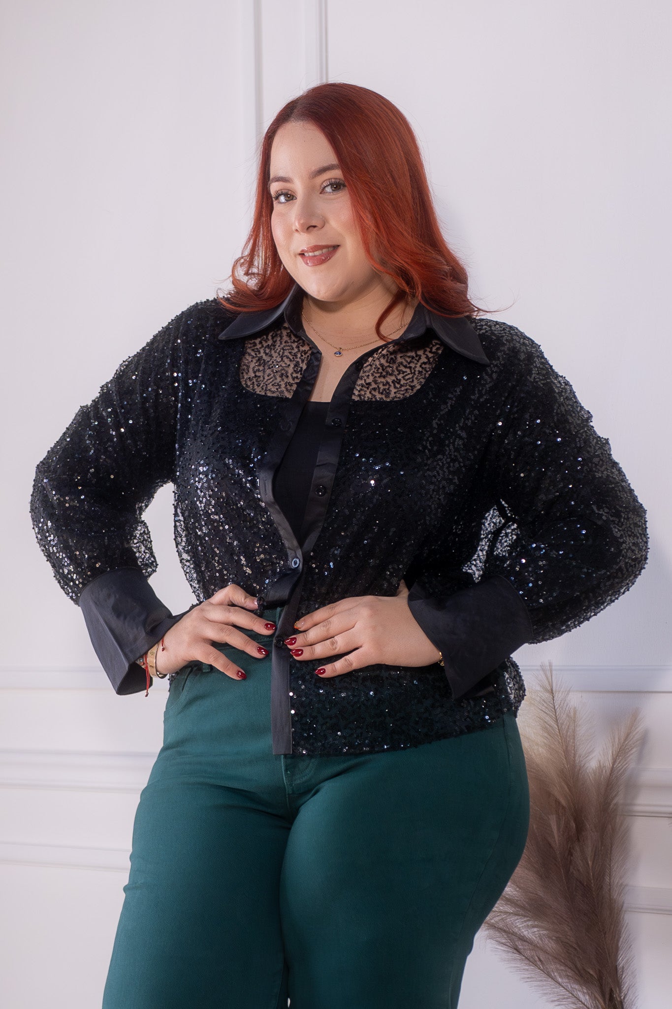 Camisa lentejuelas neg