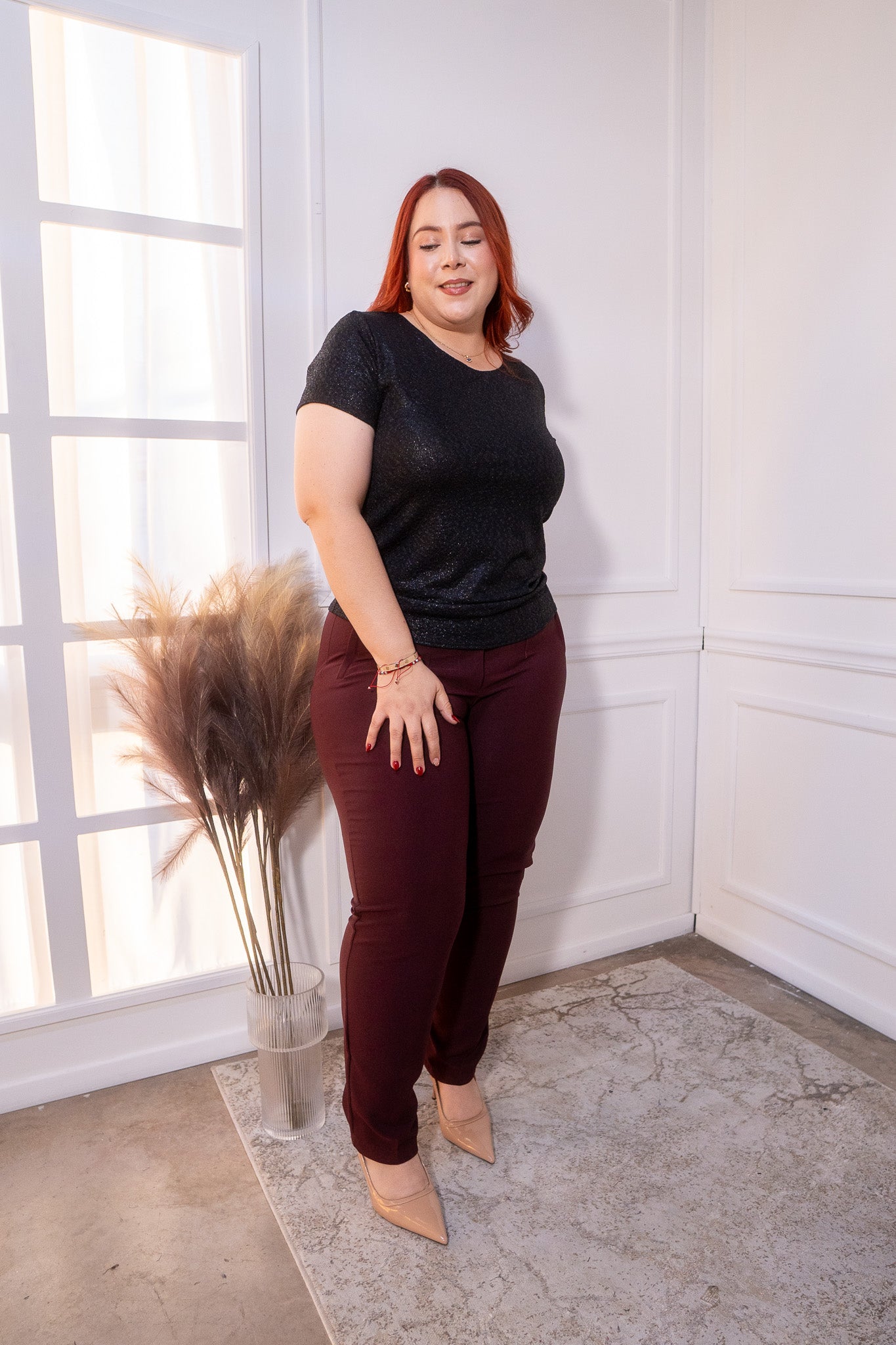 Pantalon tipo zara tinto